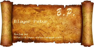 Blayer Petur névjegykártya